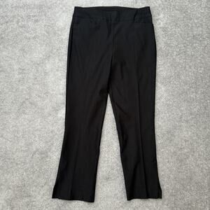 Chicos Pants Womens Size 2 Black Stretch Pull On Dress Work Slit Hem Crop Ankle